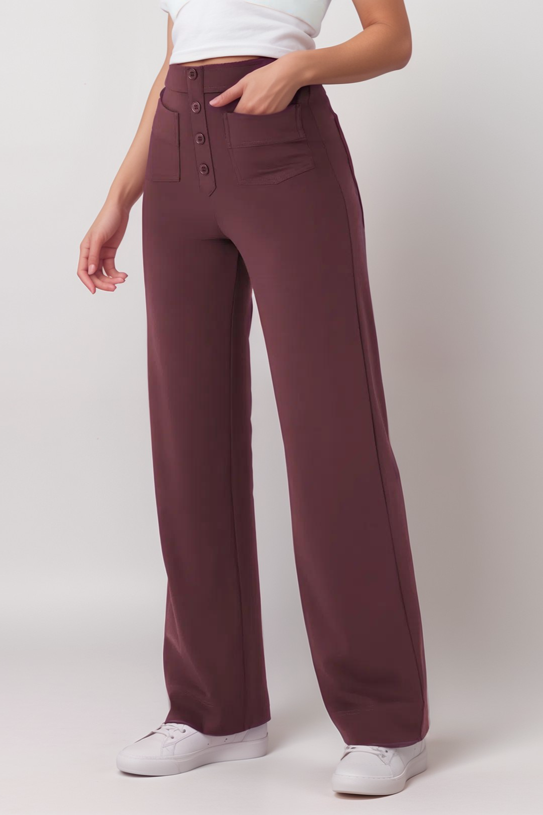 Elastic High-Waisted Pants