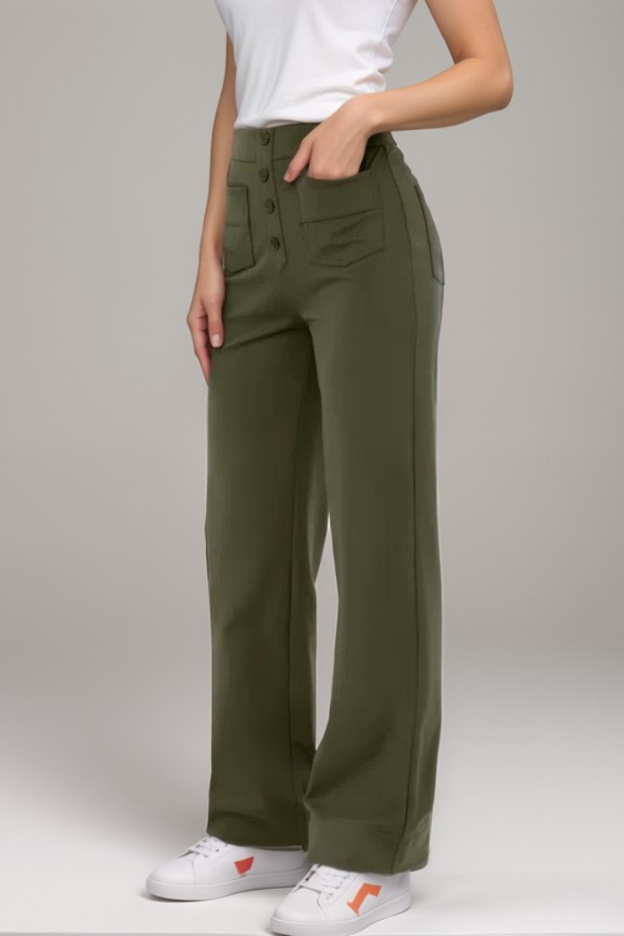 Elastic High-Waisted Pants