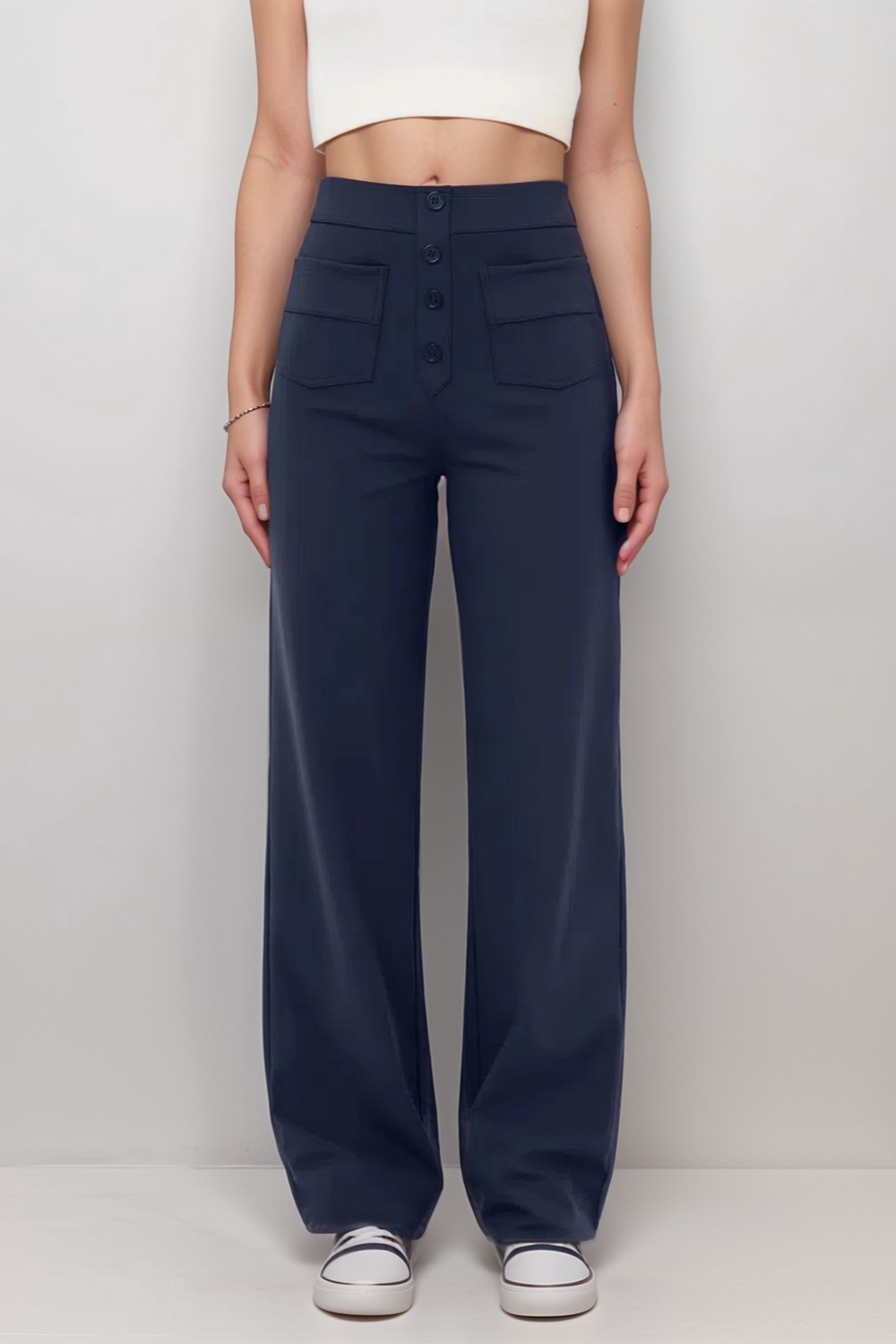 Elastic High-Waisted Pants