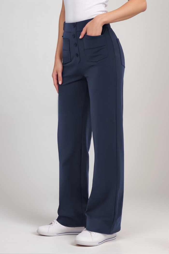 Elastic High-Waisted Pants