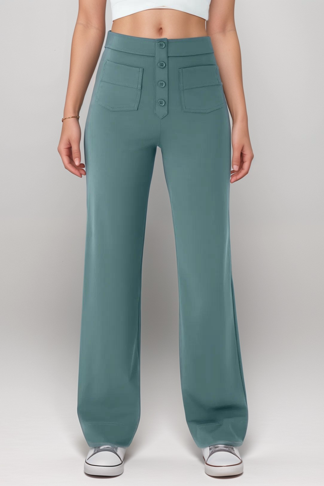 Elastic High-Waisted Pants