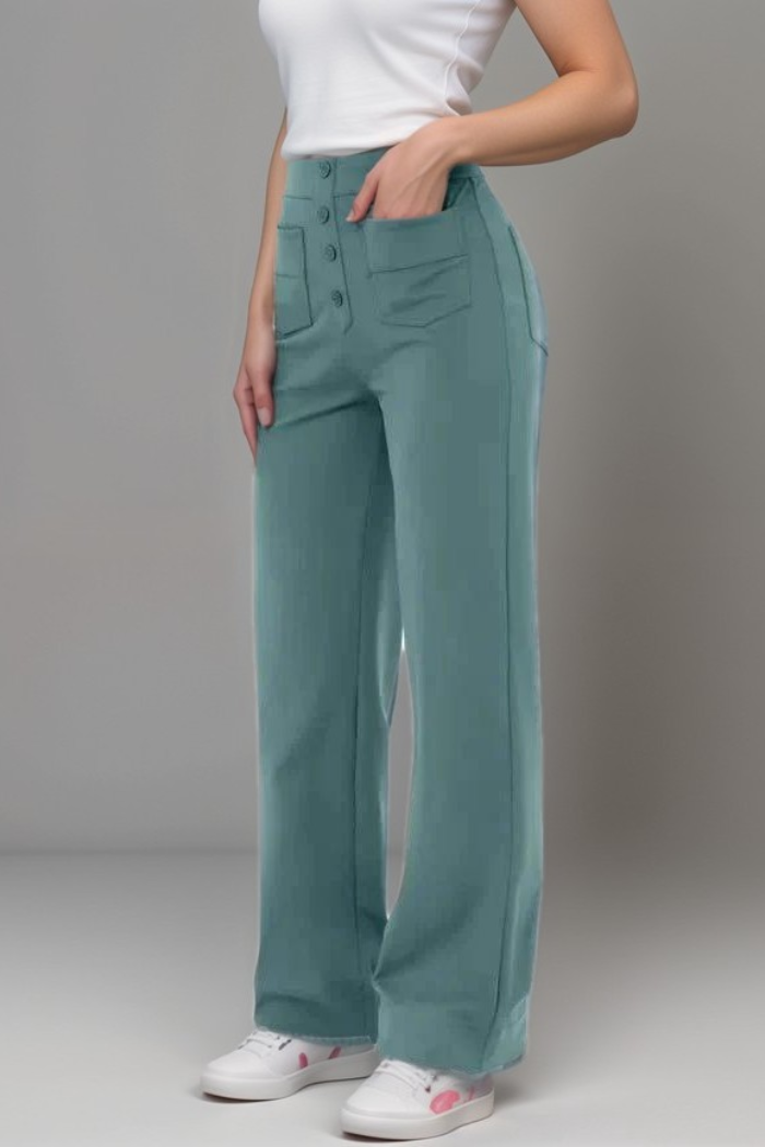 Elastic High-Waisted Pants
