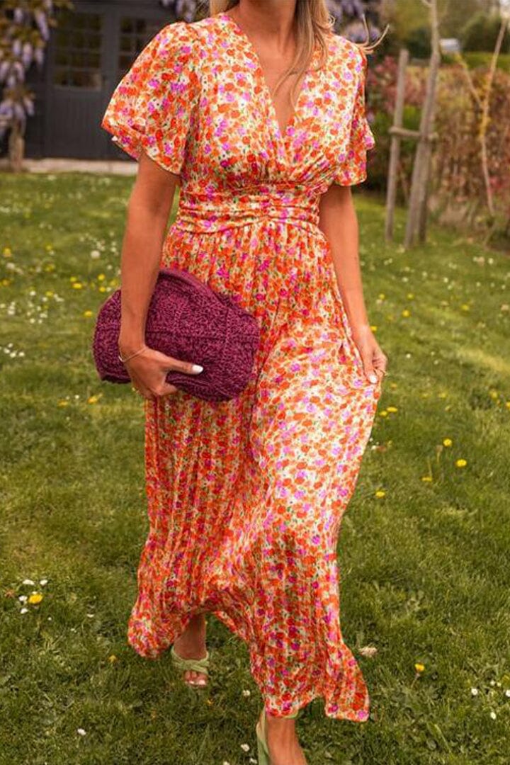 Floral Maxi Dress with V-Neckline