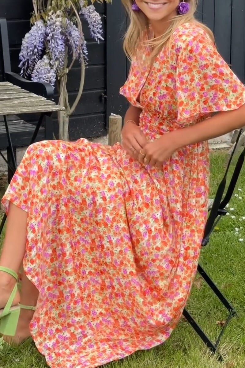 Floral Maxi Dress with V-Neckline