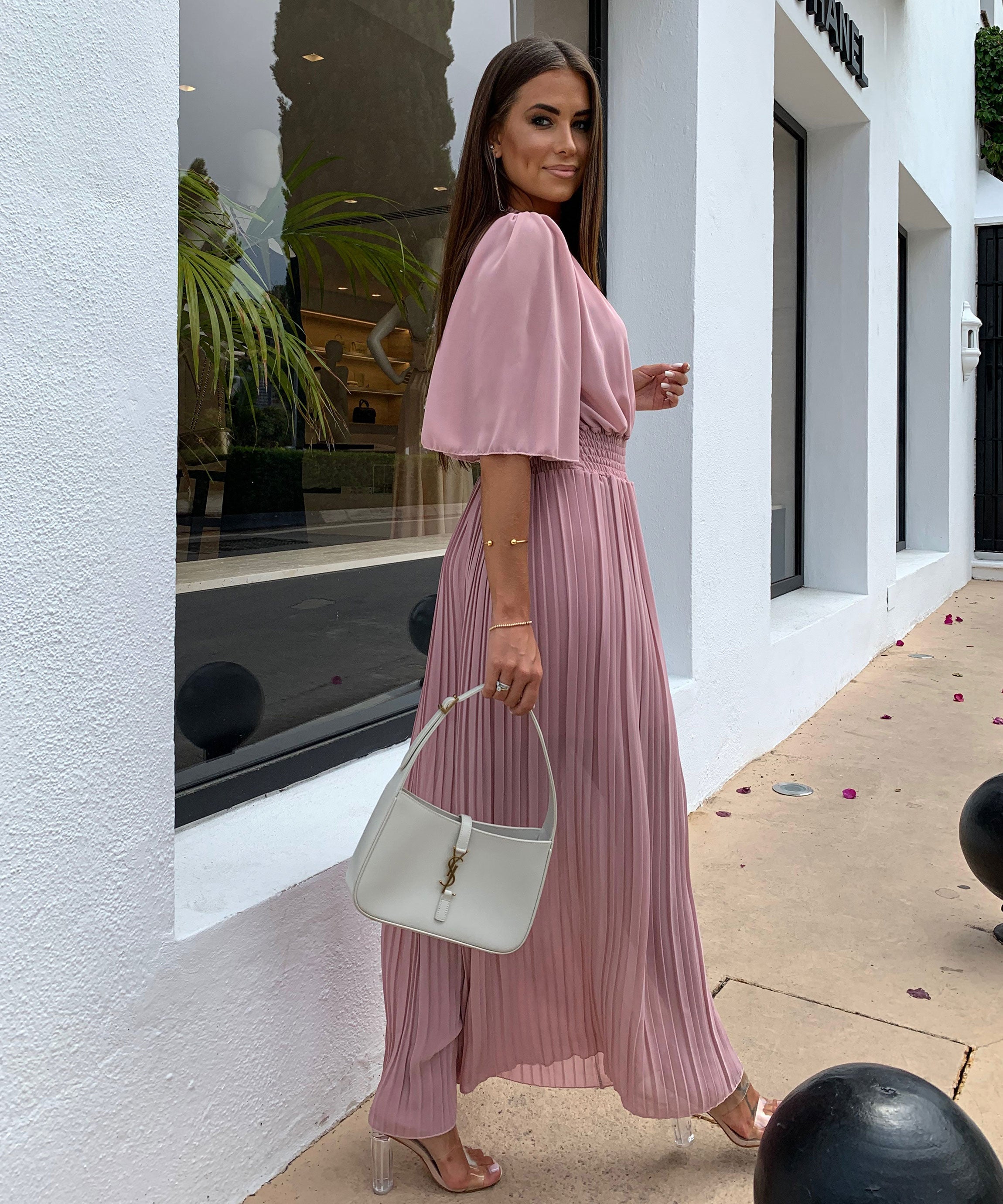 Flowy Long Jumpsuit with Crossover Neckline