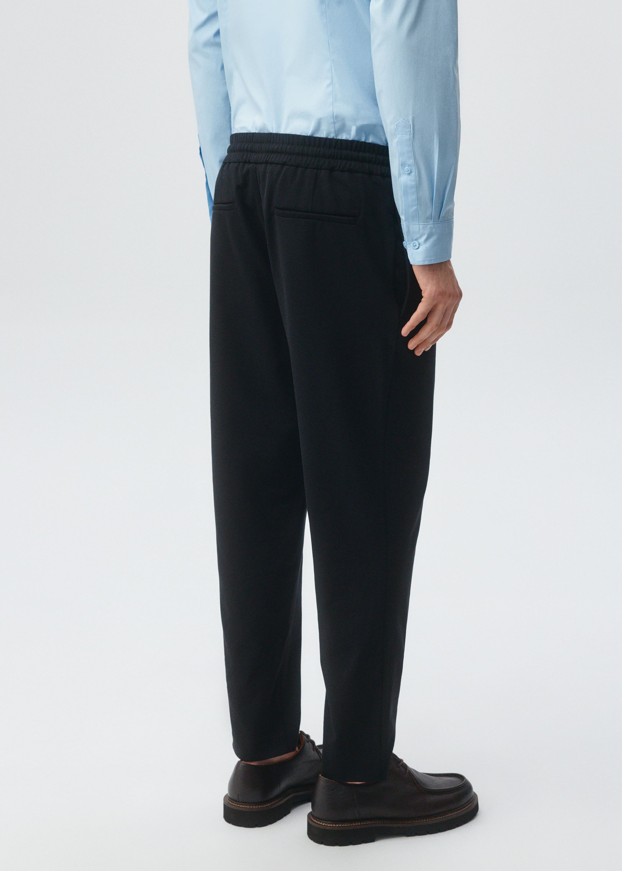 SLIM FIT PANTS WITH ELASTIC WAIST AND MID RISE BLACK