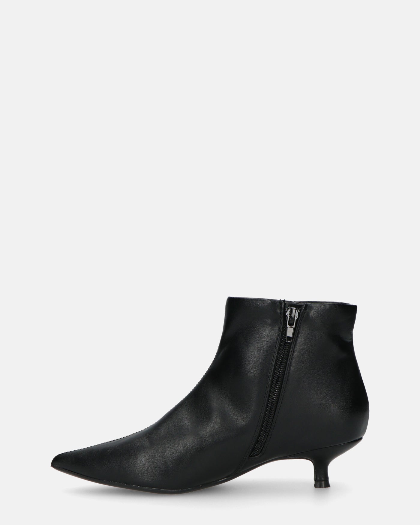 INGA - Black Faux Leather Ankle Boots With Low Heels