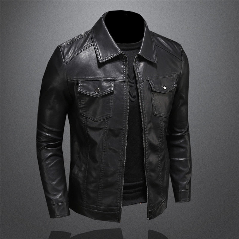 Classic Black Faux Leather Jacket