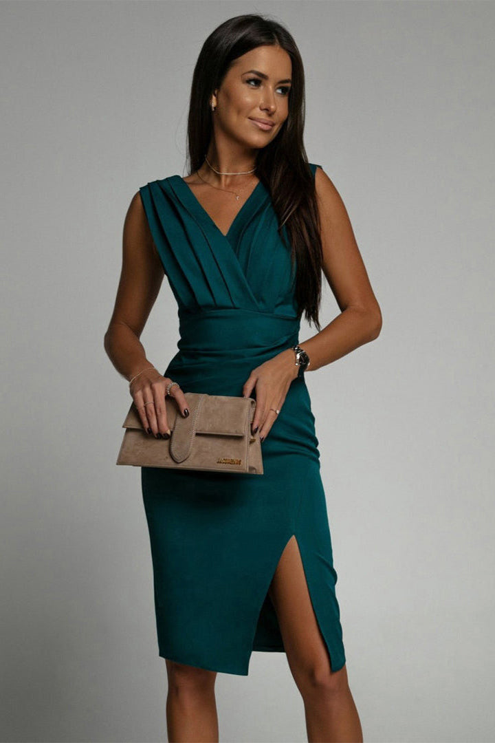 Isa Dress with V-Neck and Slit