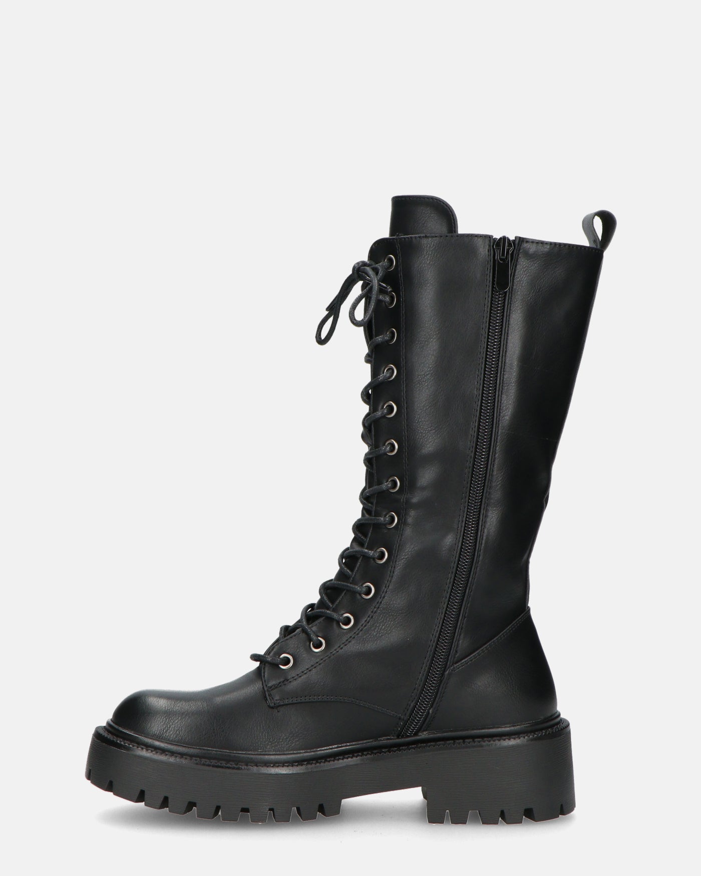 JULIANA - Black Lace-Up Ankle Boots With Side Zip