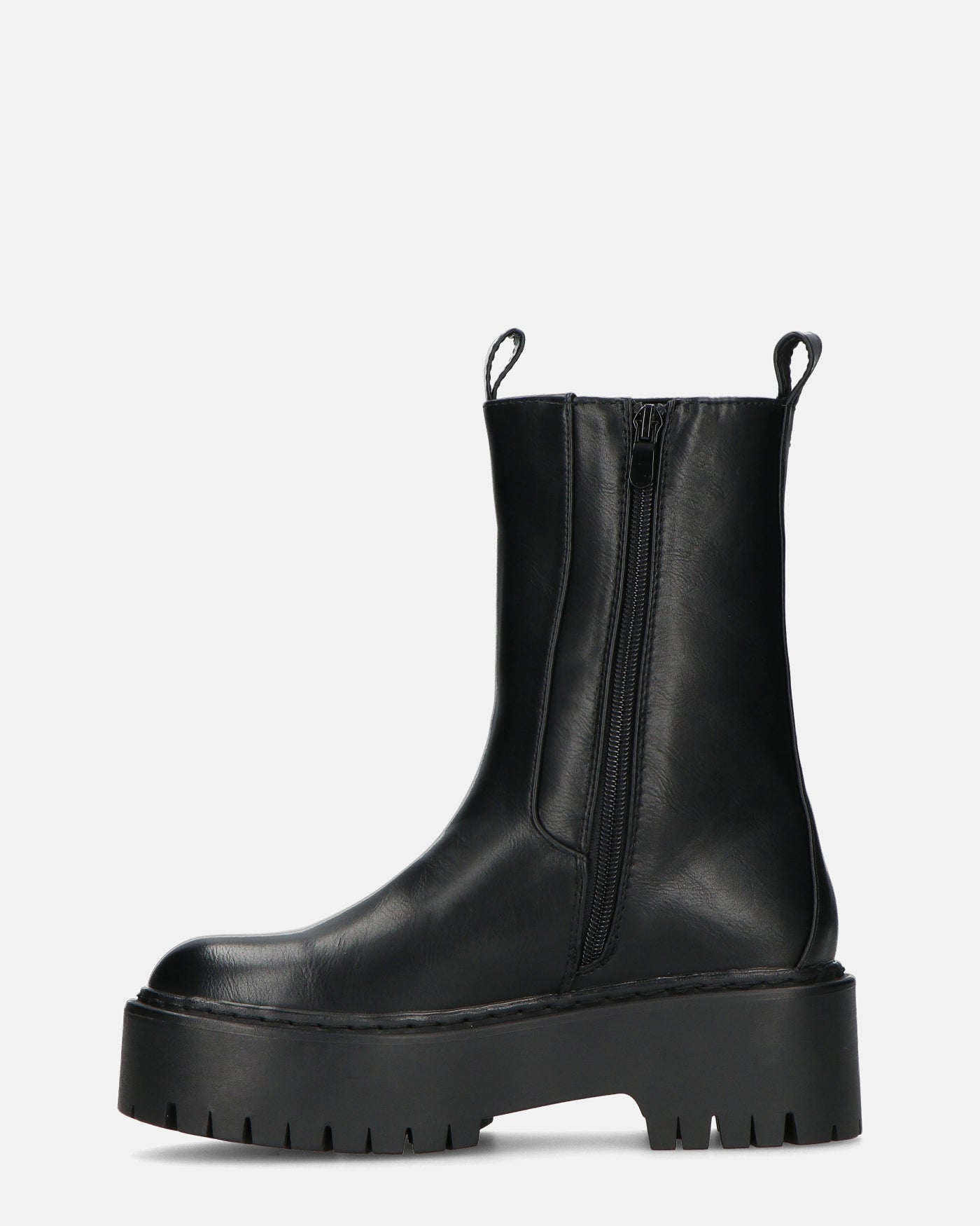 JUNY - Black Platform Ankle Boots With Elastic Band