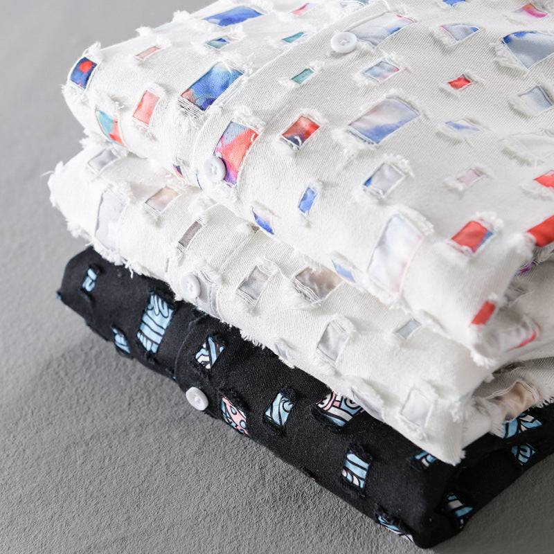 Cut-Out Patchwork Shirt
