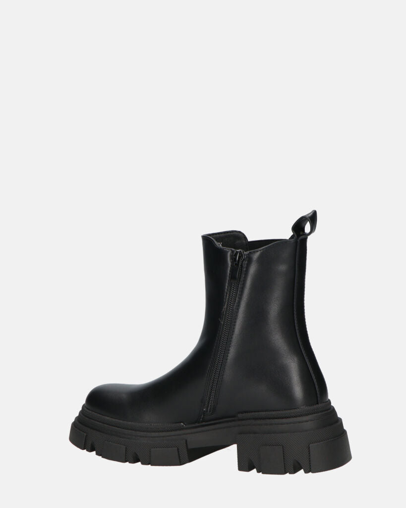 NORMA - Ankle Boots With Side Zipper In Black Faux Leather