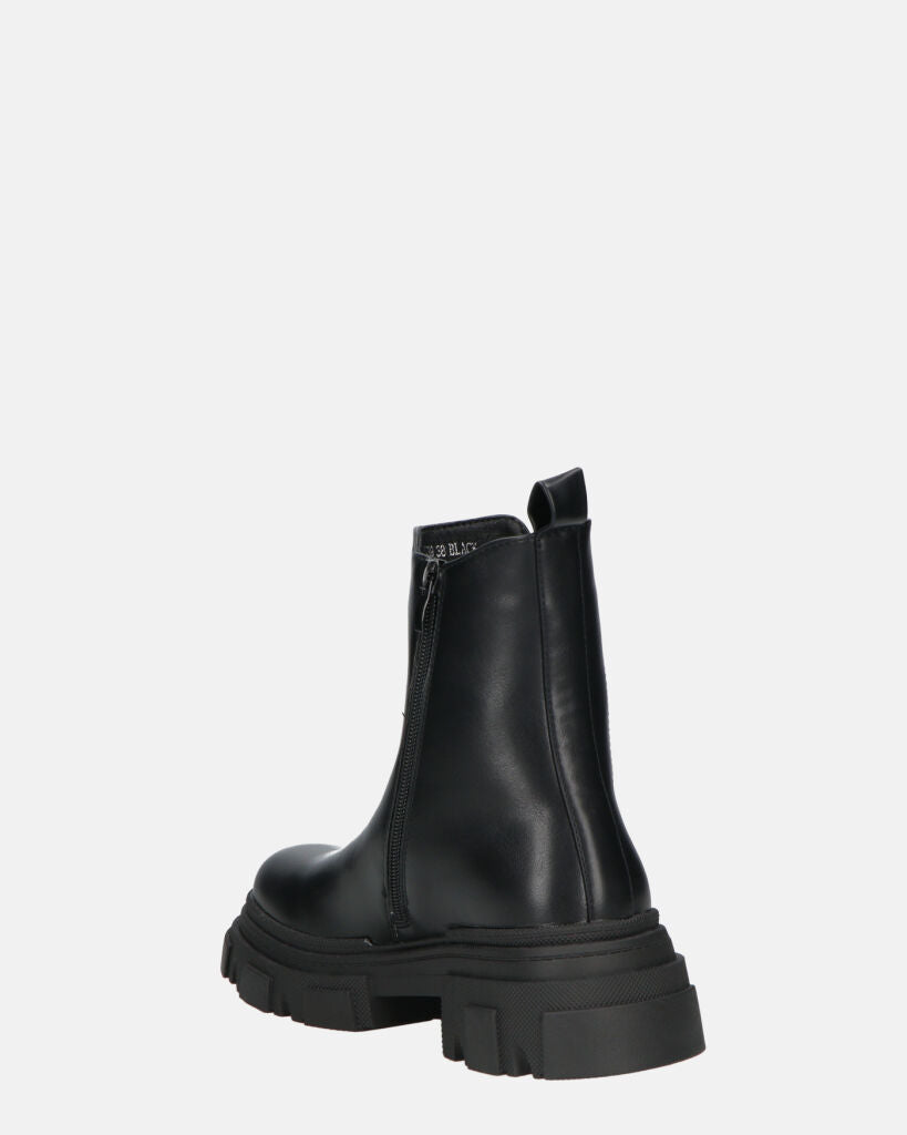 NORMA - Ankle Boots With Side Zipper In Black Faux Leather