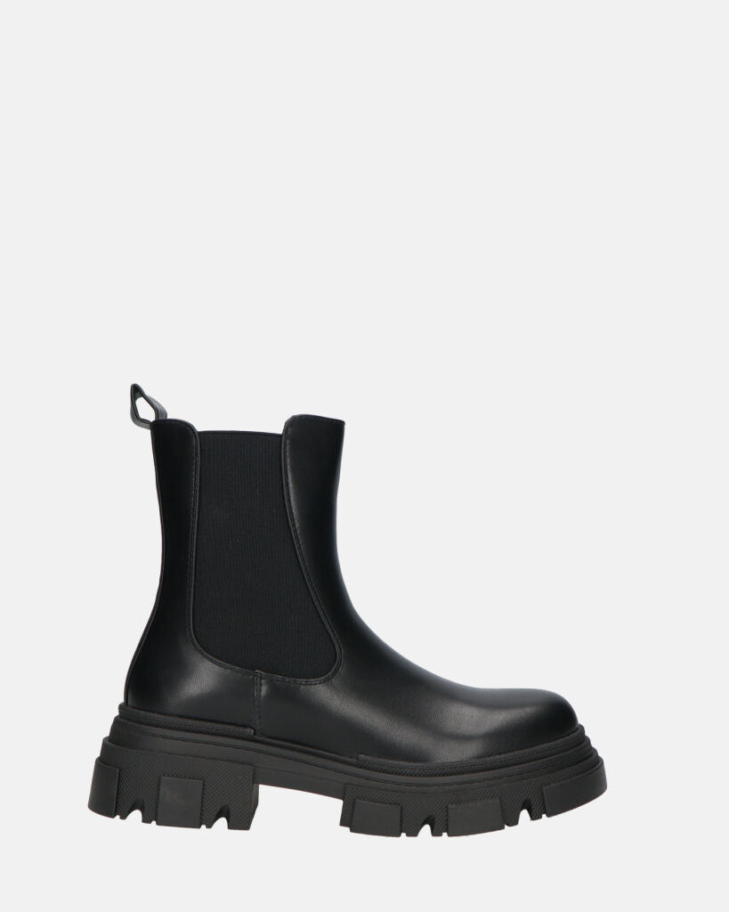 NORMA - Ankle Boots With Side Zipper In Black Faux Leather