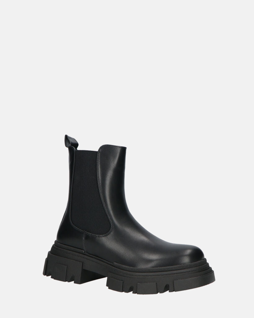 NORMA - Ankle Boots With Side Zipper In Black Faux Leather