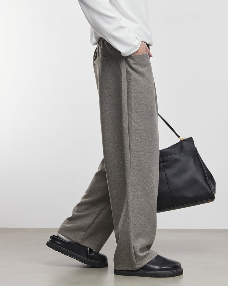 Wide-Leg Casual Trousers with Heavyweight Fabric Simple Silhouette 370G