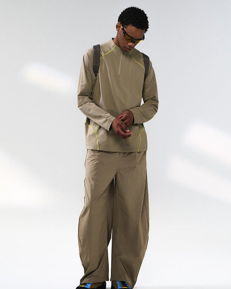 Wide Leg Technical Pants with Drawstring