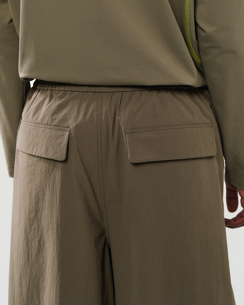 Wide Leg Technical Pants with Drawstring