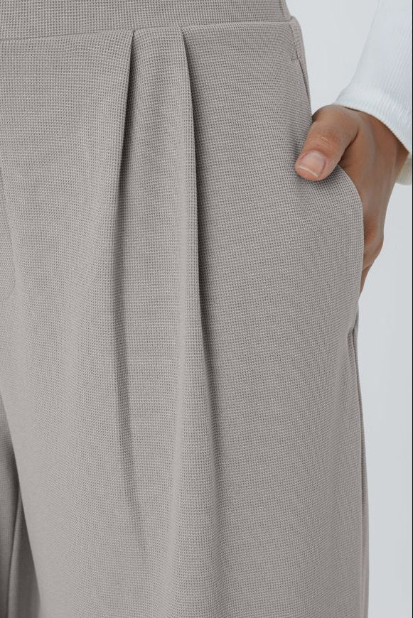 Office Wide Leg Pleated High-Waisted Pants with Side Pockets