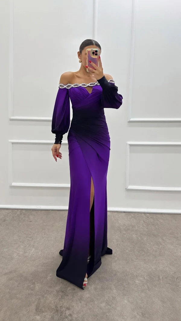 Ombre Elegance Off-Shoulder Gown