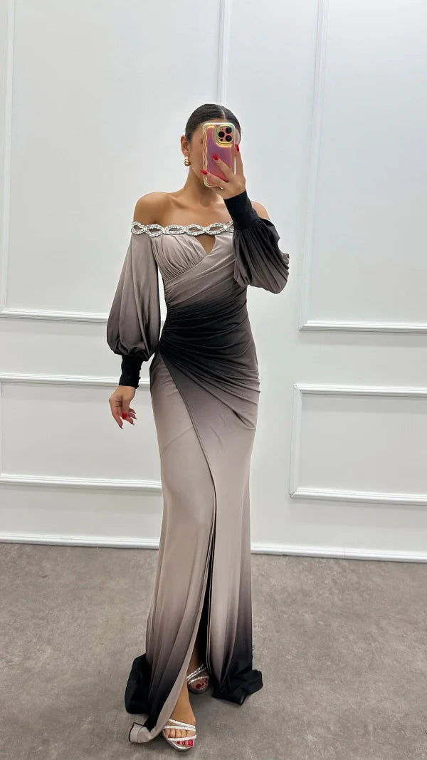 Ombre Elegance Off-Shoulder Gown