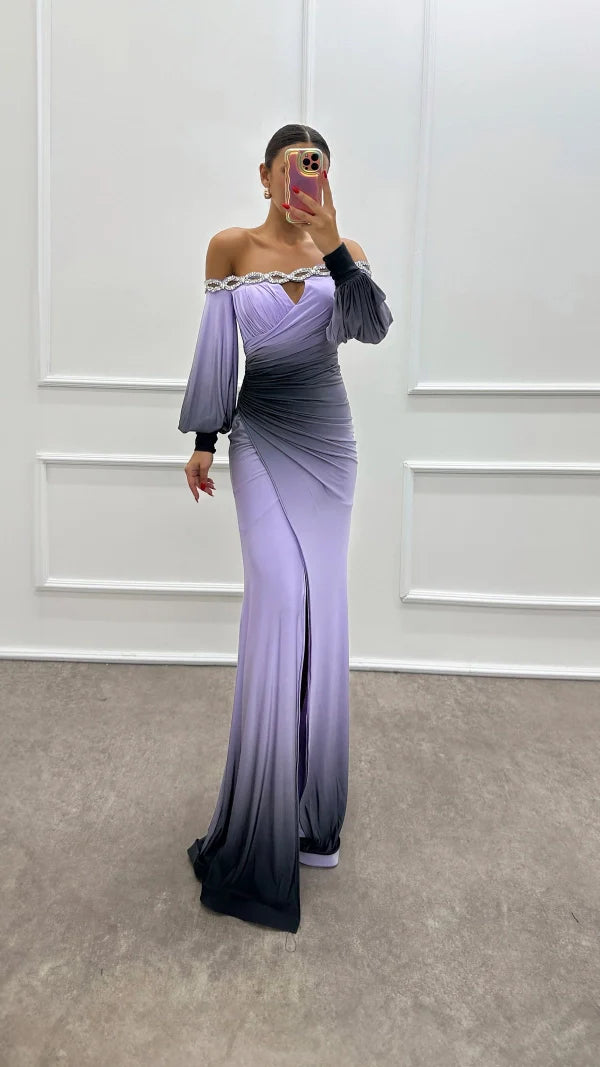 Ombre Elegance Off-Shoulder Gown