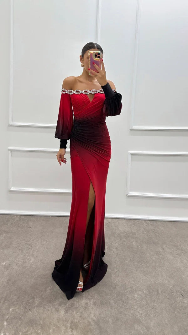 Ombre Elegance Off-Shoulder Gown
