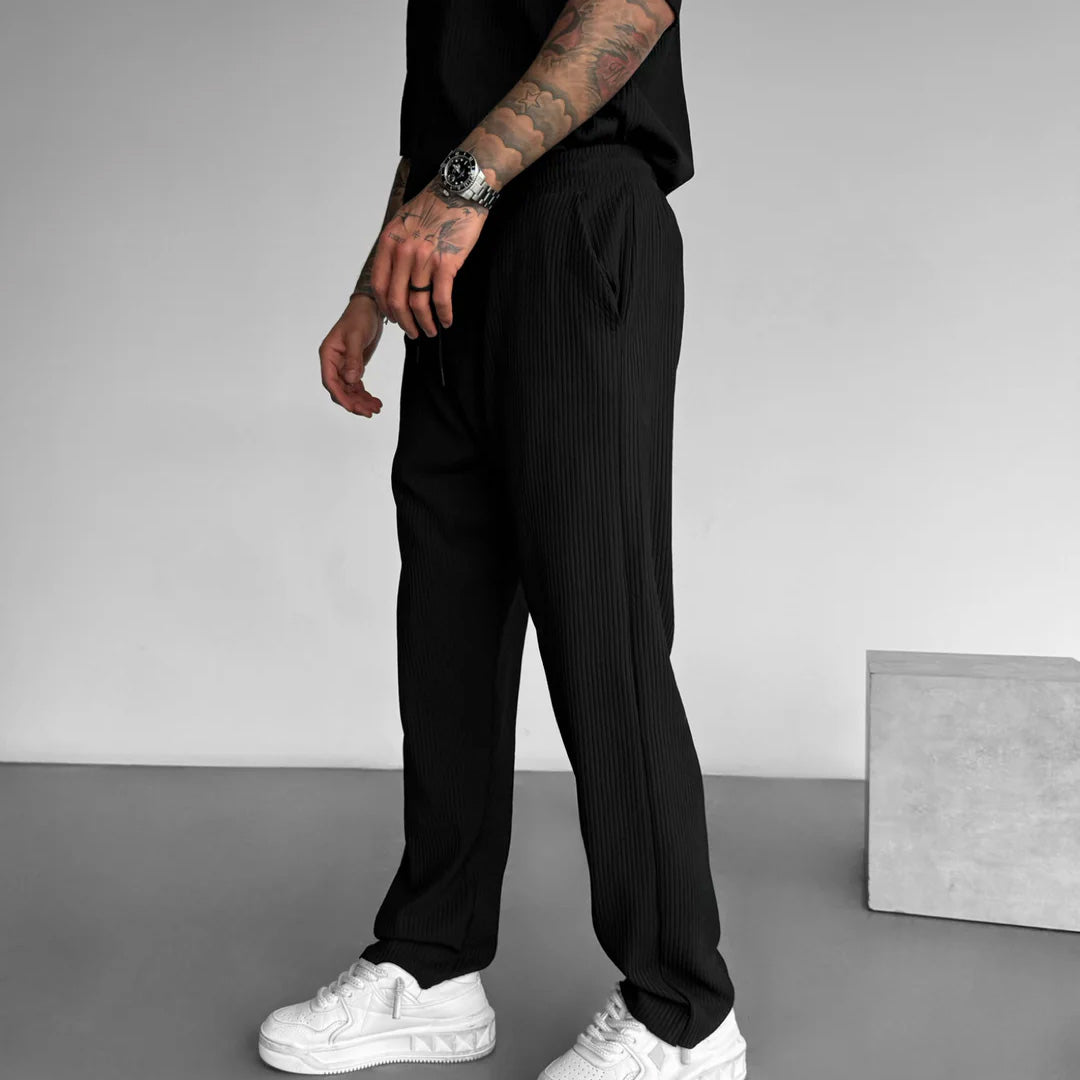 Oversize Pleated Open Collar Shirt & Trouser Set