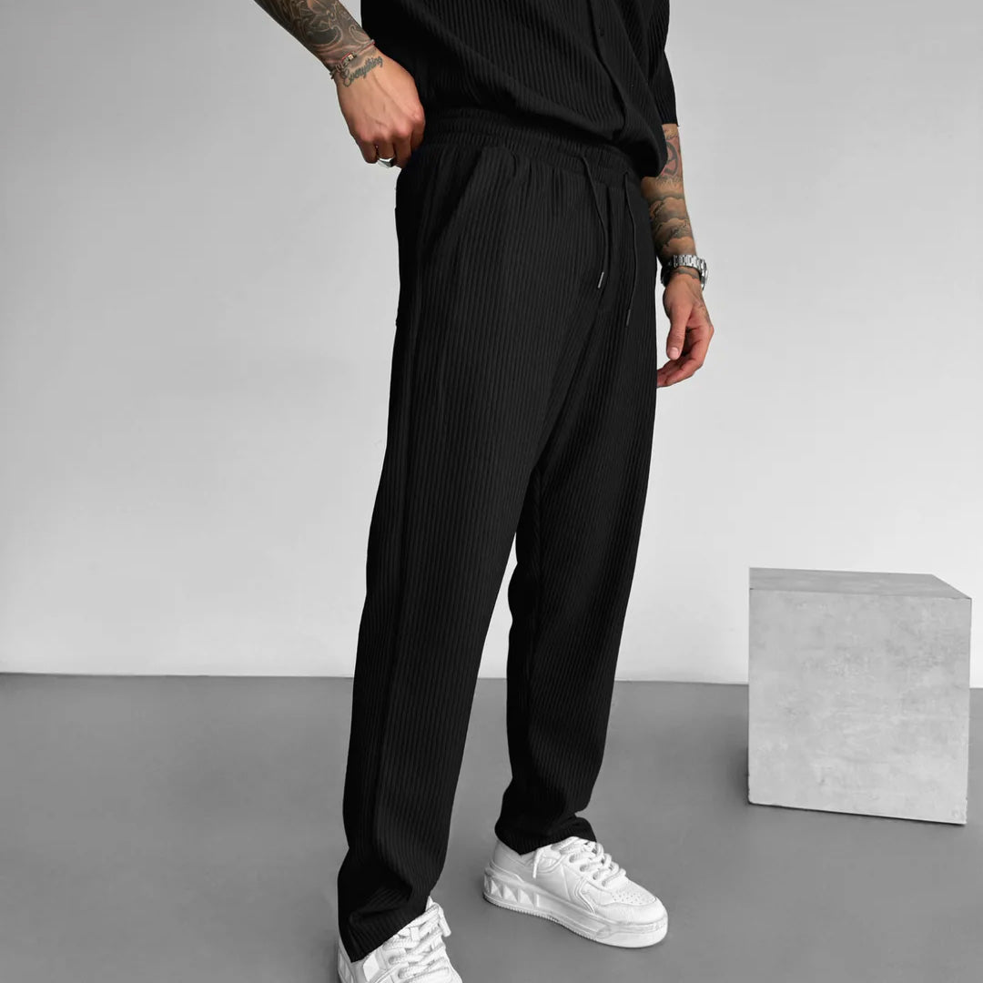 Oversize Pleated Open Collar Shirt & Trouser Set