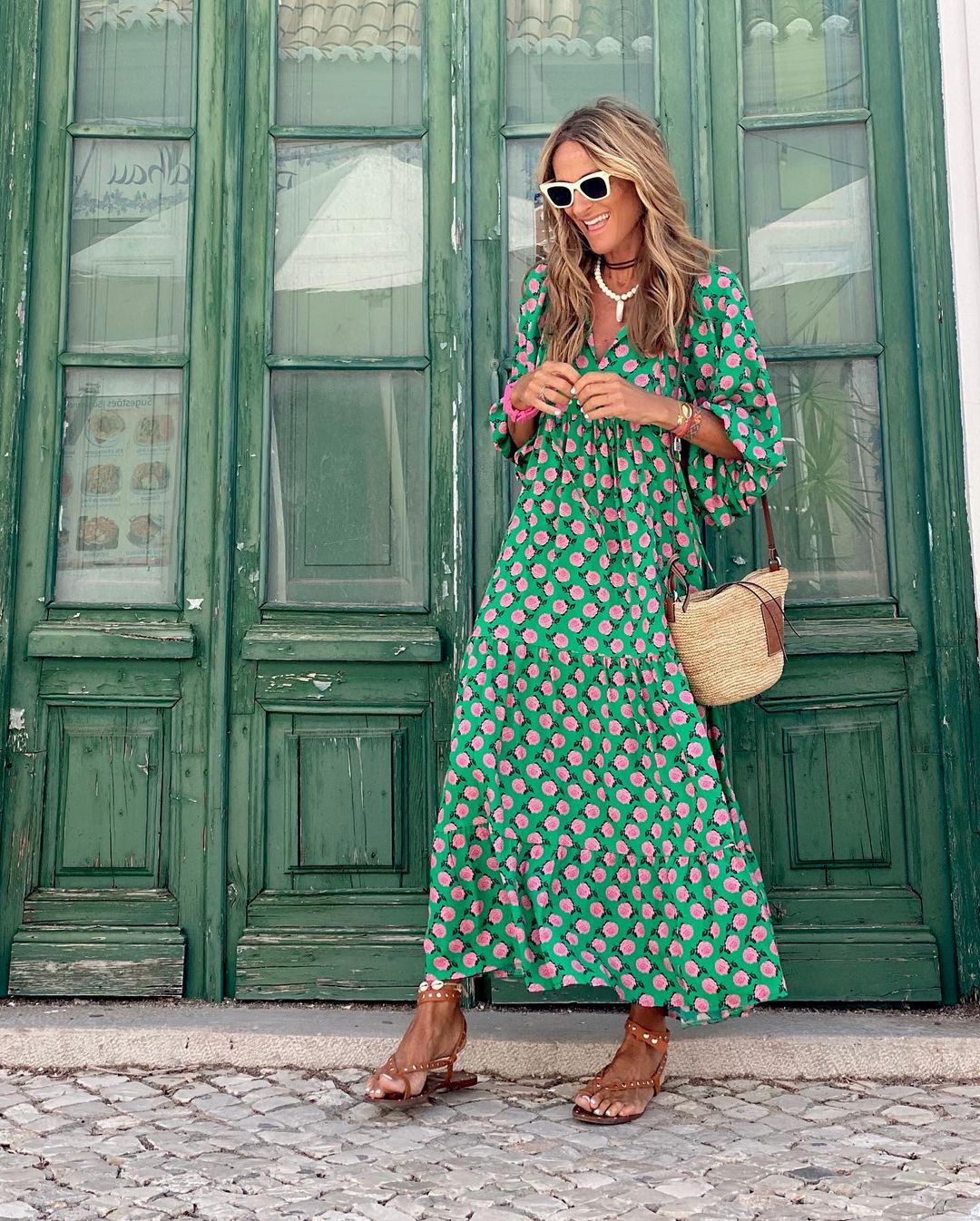 Printed Flowy Midi Dress