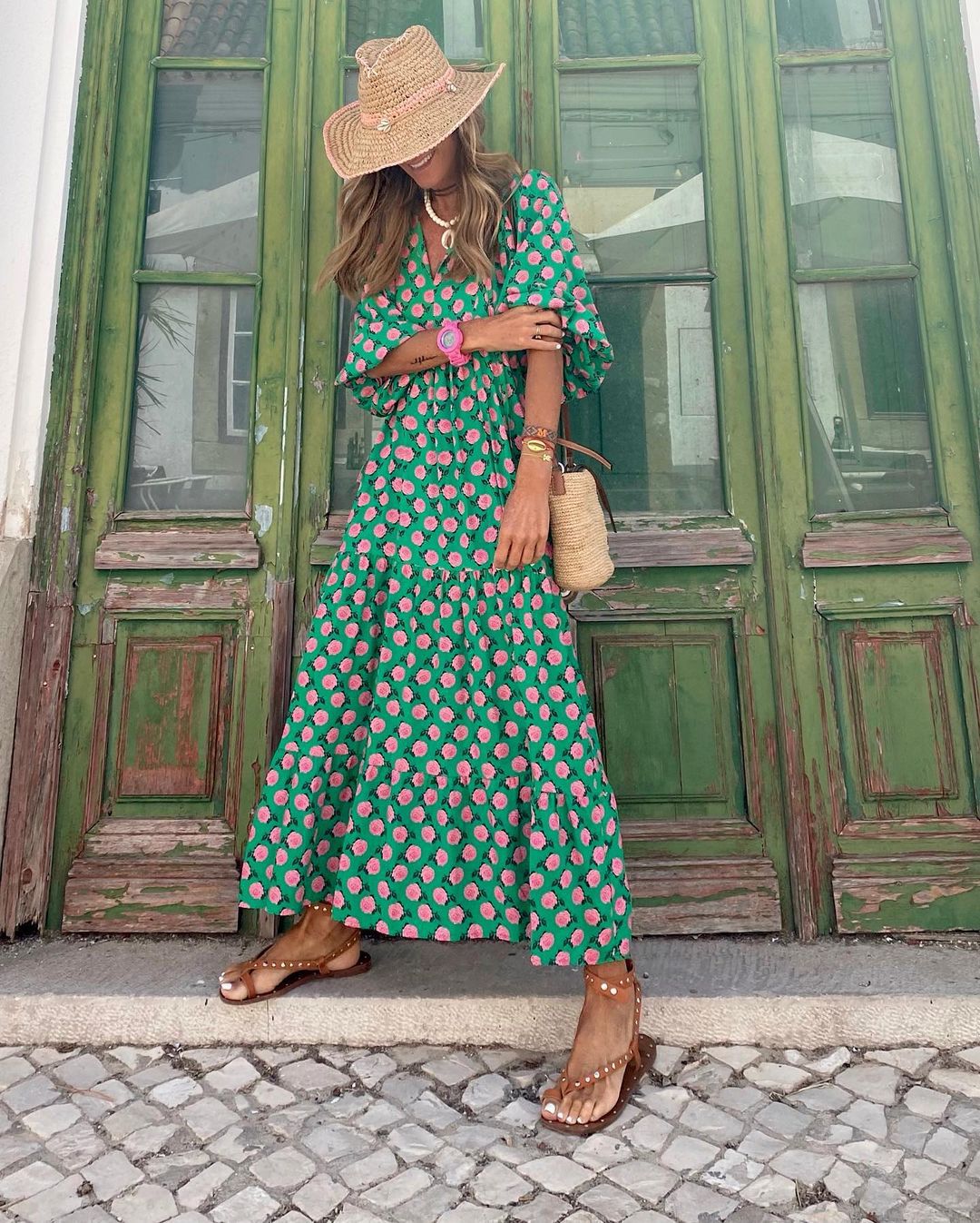 Printed Flowy Midi Dress
