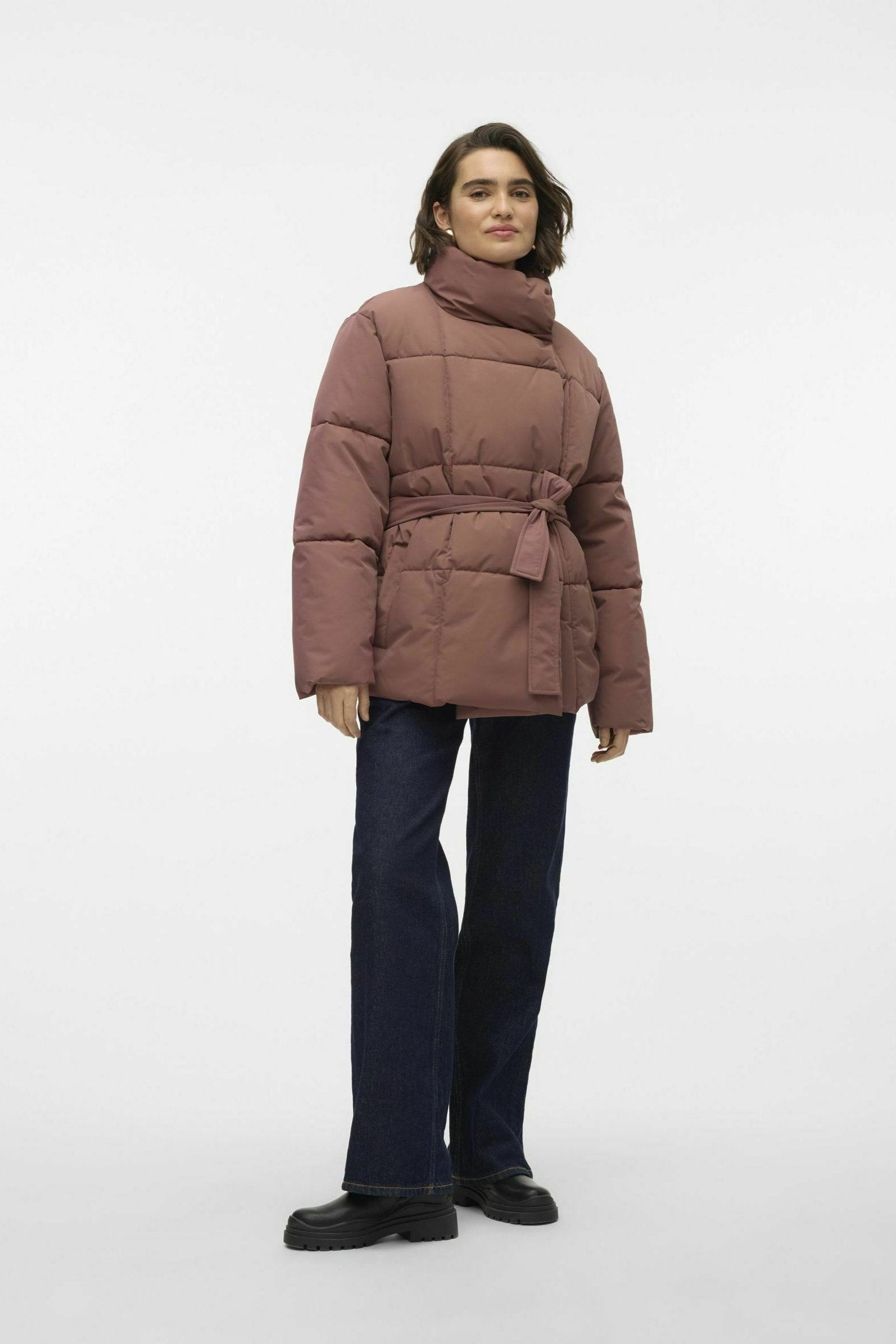 Quilted Coat with Belt