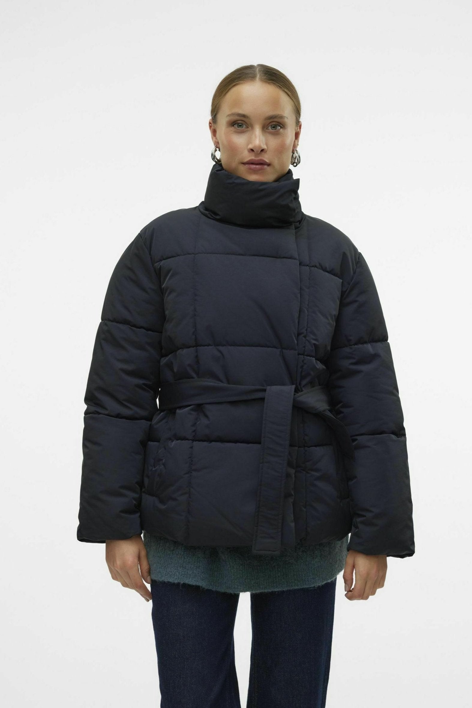 Quilted Coat with Belt