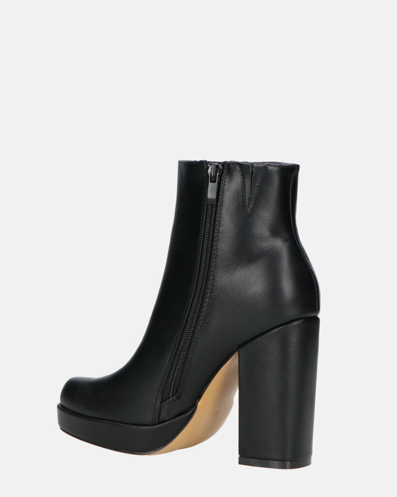 RORY - Black Ankle Boots With Heel And Side Zipper