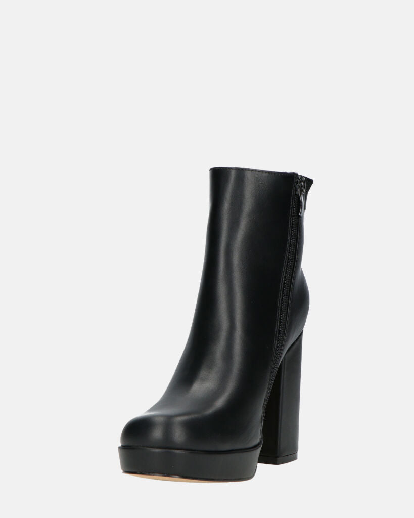 RORY - Black Ankle Boots With Heel And Side Zipper