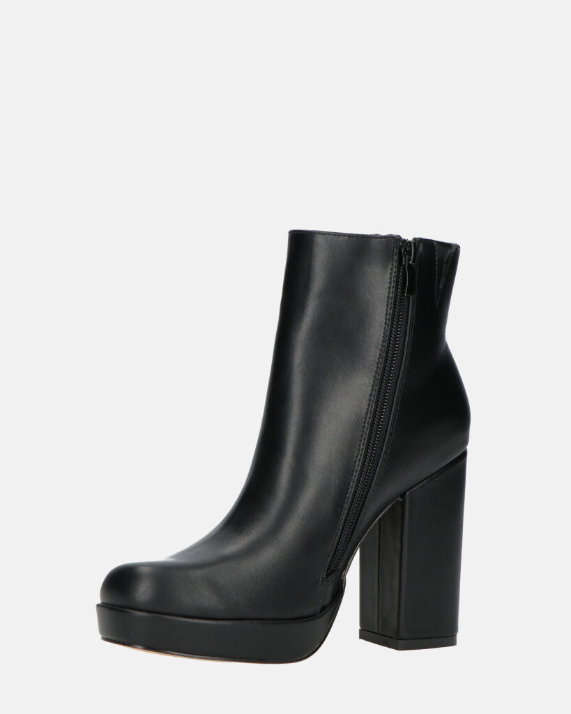RORY - Black Ankle Boots With Heel And Side Zipper