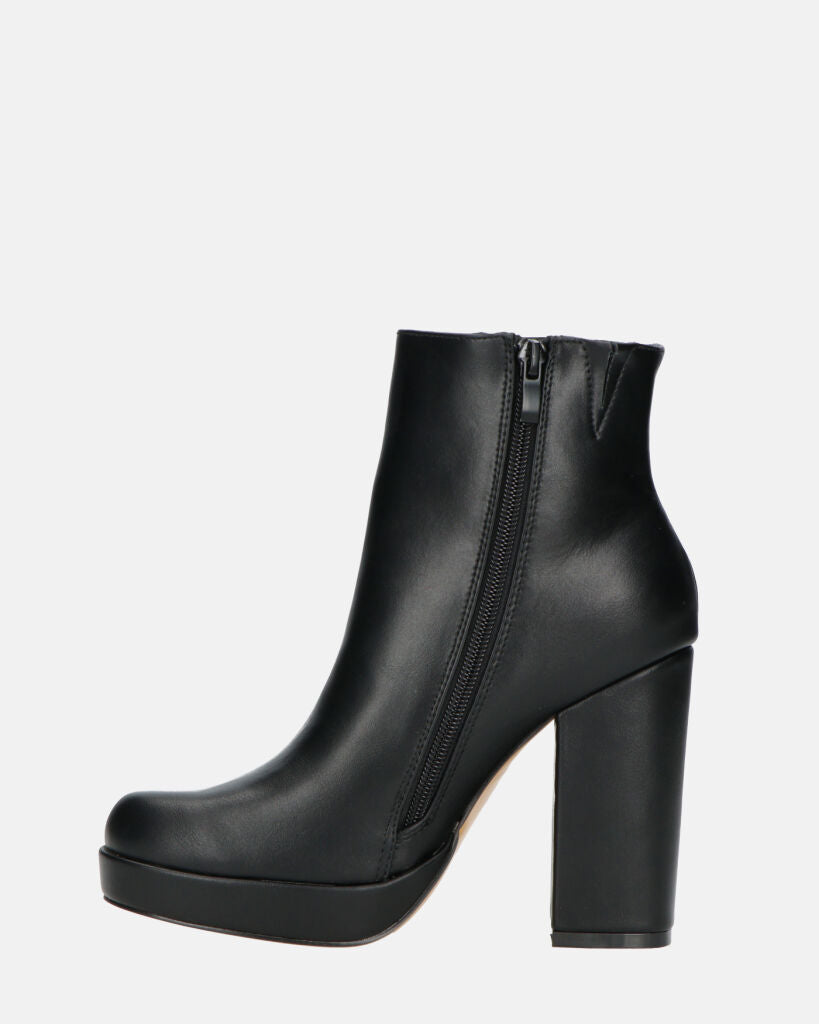 RORY - Black Ankle Boots With Heel And Side Zipper