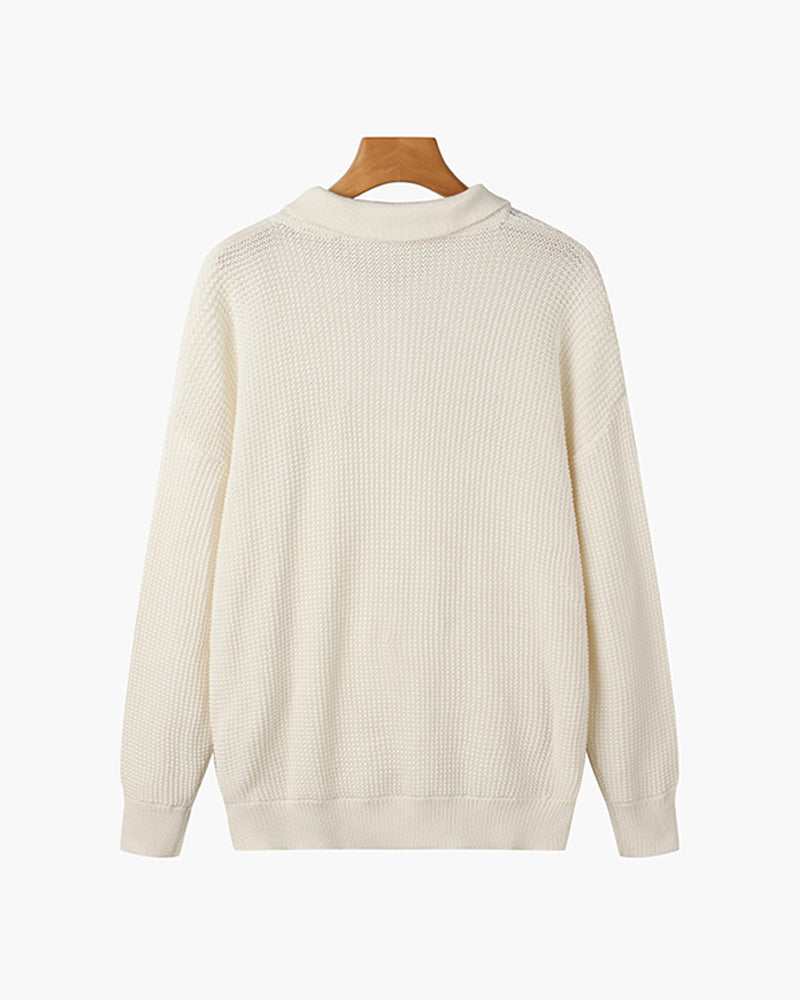 Cotton Knit Half-Zip Sweater