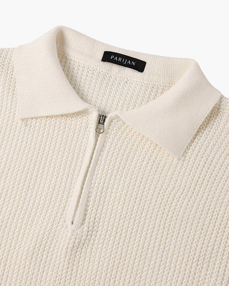 Cotton Knit Half-Zip Sweater