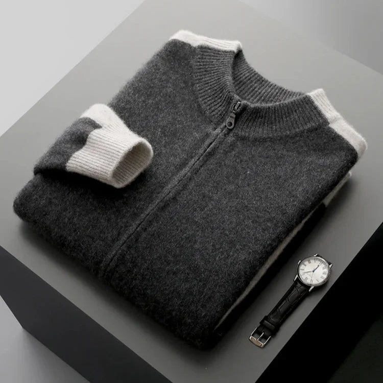 Cashmere Two-Tone Zip Jacket