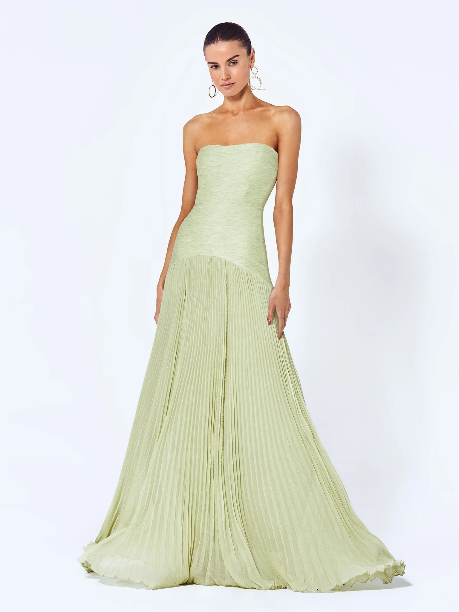 Strapless Pleated Maxi Dress