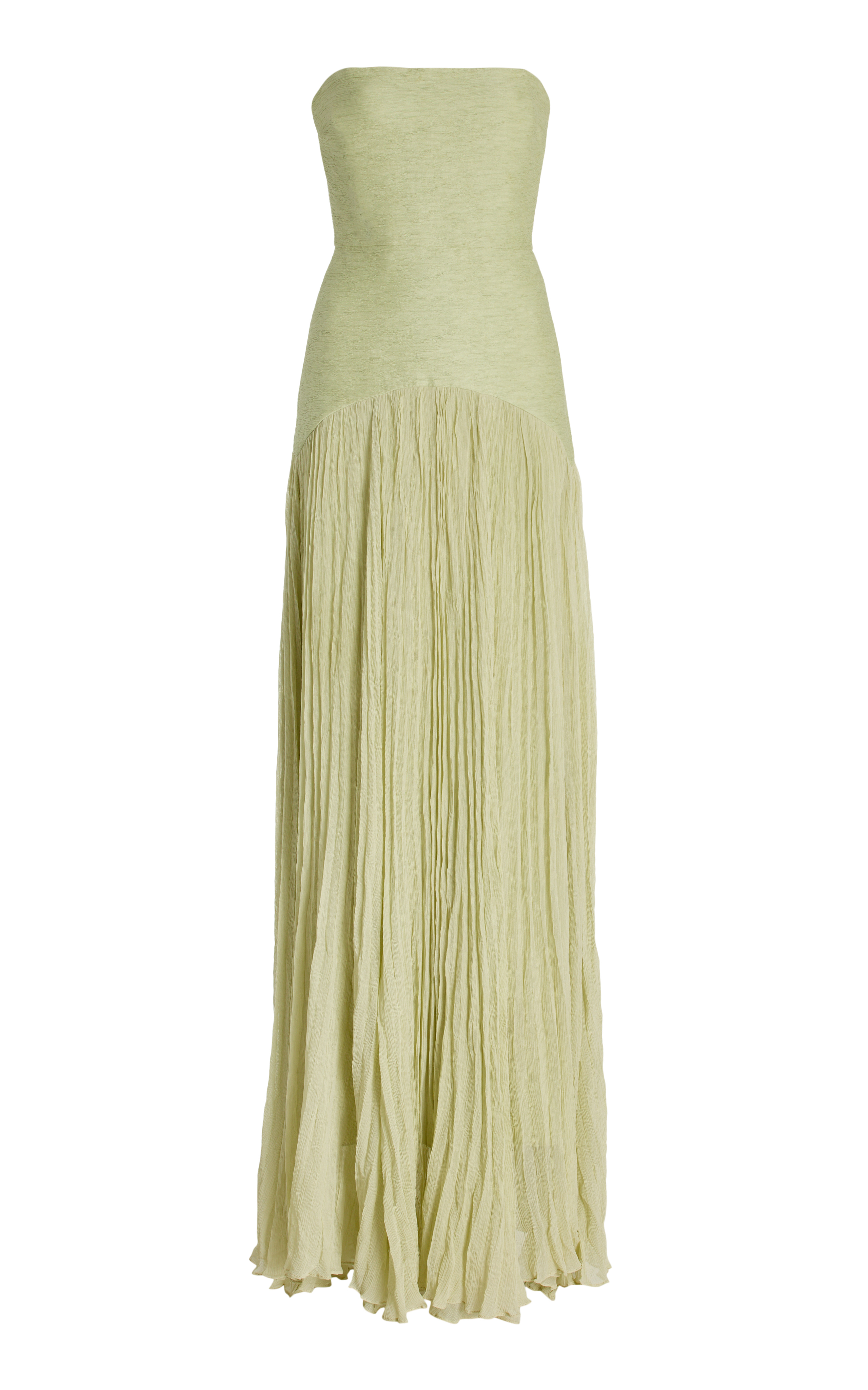 Strapless Pleated Maxi Dress