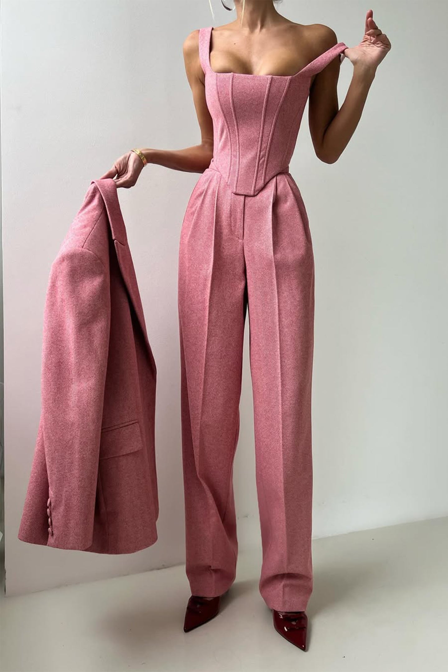 Tailored Three-Piece Suit Set with Corset Top