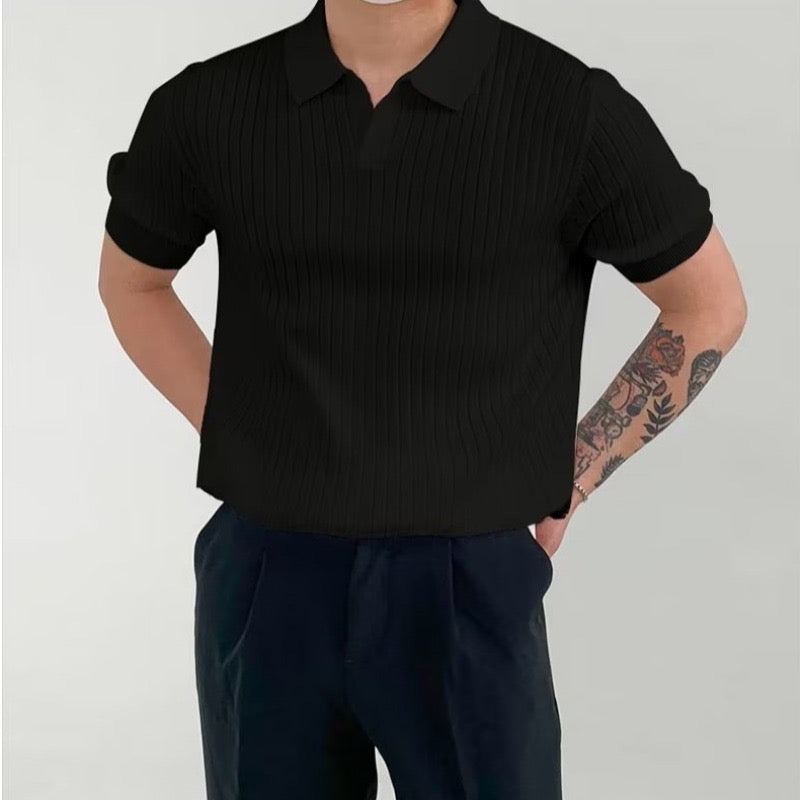Textured Knit Polo Shirt