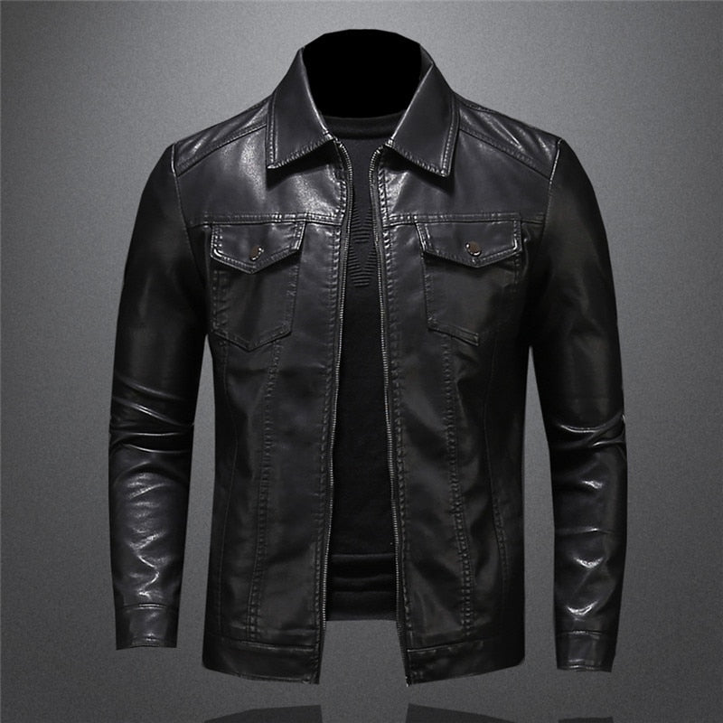Classic Black Faux Leather Jacket