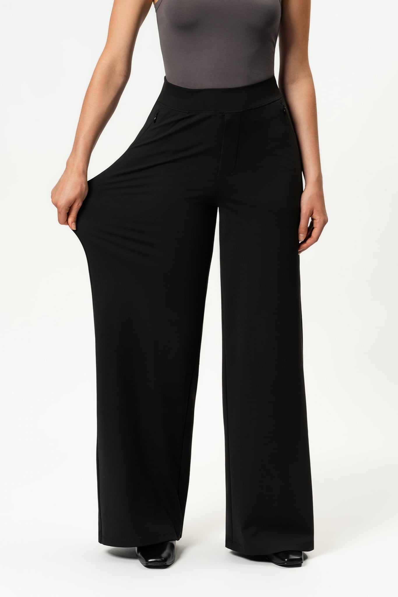 Wide-Leg Stretch Pants