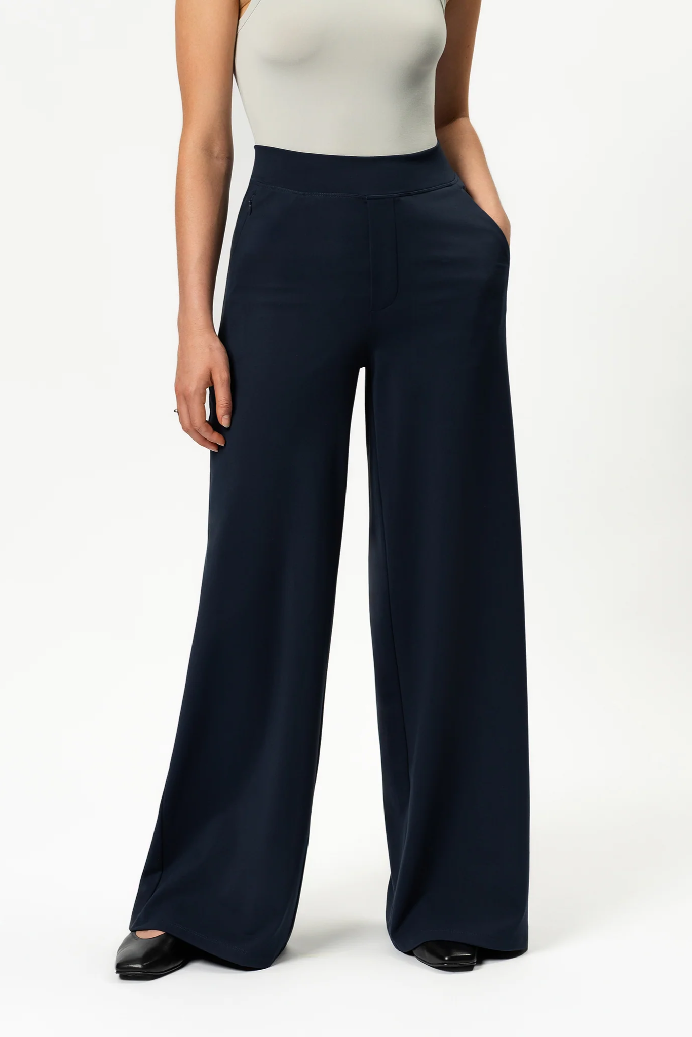 Wide-Leg Stretch Pants