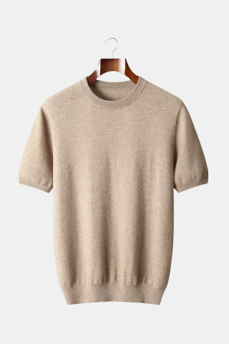 100% CASHMERE CLASSIC CREWNECK T-SHIRT