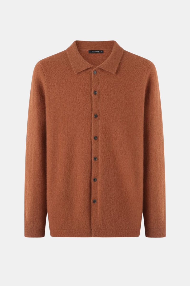 100% CASHMERE POLO BUTTON